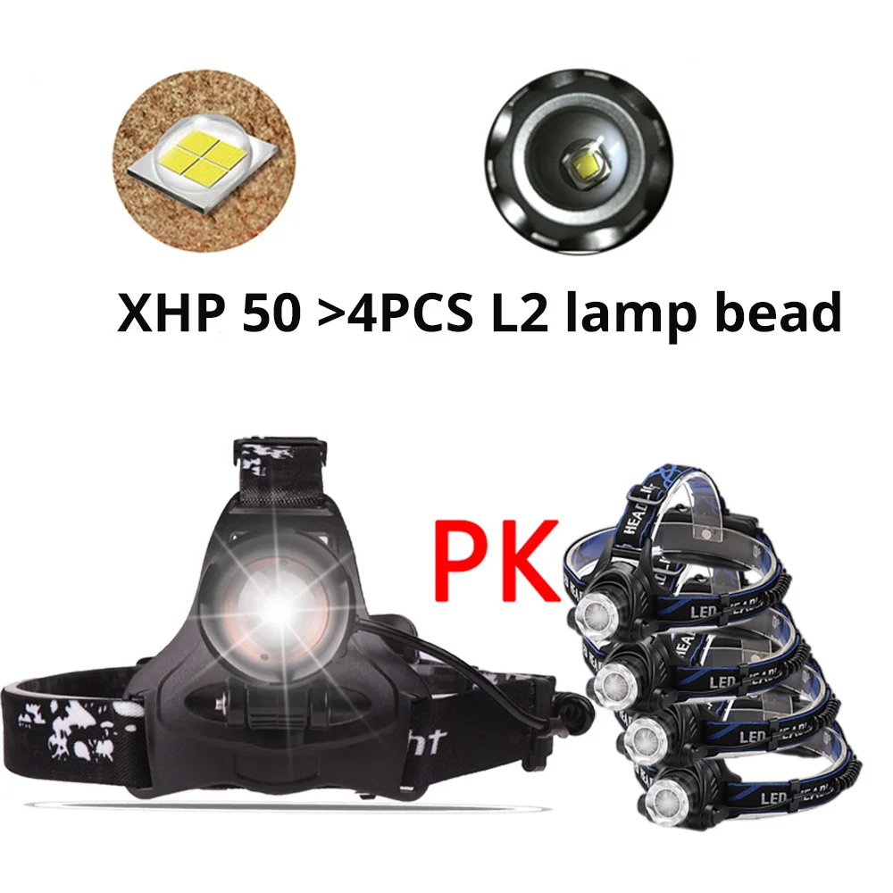 XHP50 XHP70 светодиодный налобный фонарь 4000лм светодиодный налобный фонарь 40 Вт Головной фонарь светодиодный налобный фонарь для кемпинга 3*18650 аккумулятор