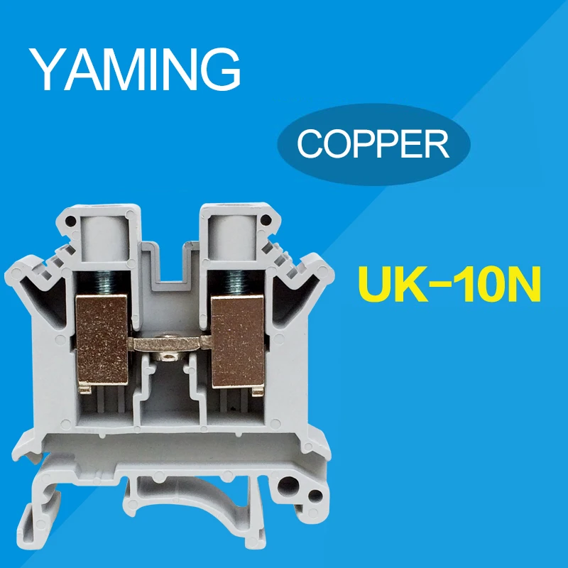 

50PCS UK-10N Lug plate Wire Terminal Block Row Connector DIN Rail Universal Terminal Blocks Screw Type UK10N Phoenix