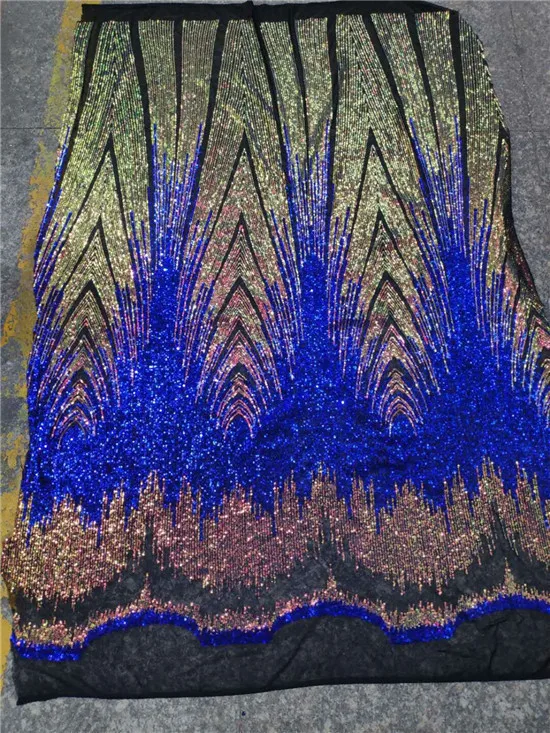 

French Net Lace Fabric 2018 Luxury royal blue African Lace Fabric with Embroidery Mesh Tulle Sequins Lace Fabric