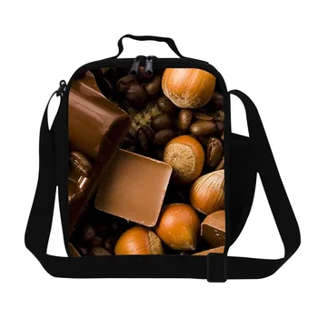 

New Design Chocolate 3D Print Lunch Bags For Student Insulated Lunch Box Personalized Nuts Thermal Picnic Bag Girls Shoulder Bag
