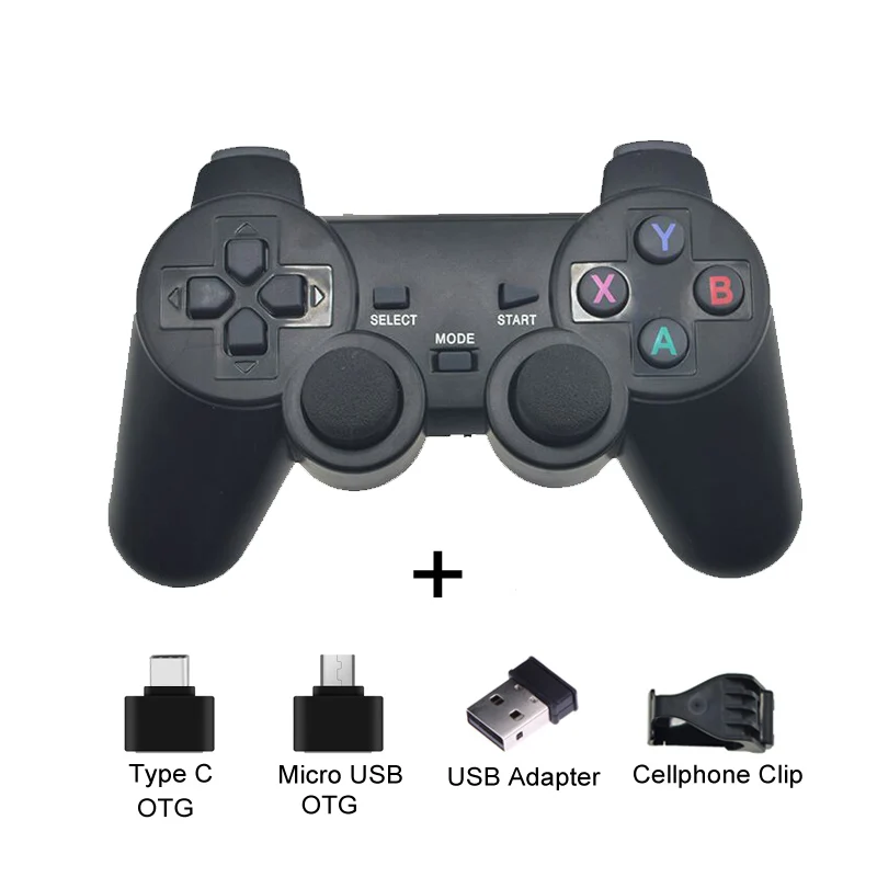 2,4G беспроводной геймпад для Android Phone/PC/PS3/tv Box Joypad игровой контроллер для Xiaomi смартфон игры - Цвет: Black with Clip