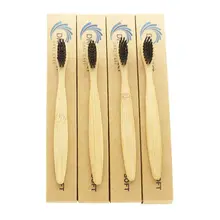 DR. PERFECT 50 шт./лот детская черная зубная щетка с бамбуковой щетиной Экологичная деревянная бамбуковая зубная щетка для ухода за полостью рта черная головка