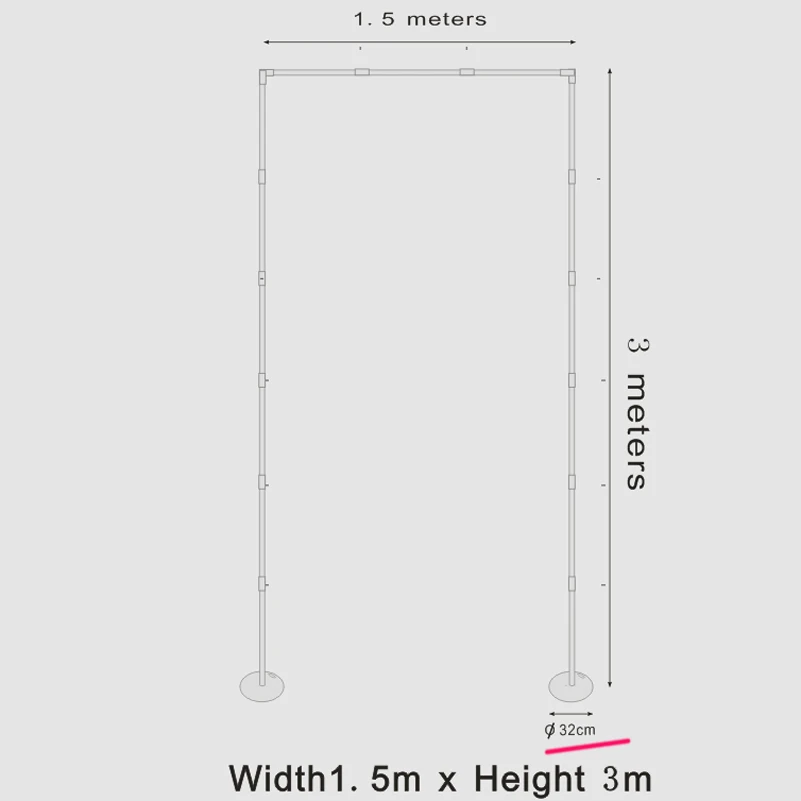 Свадебные украшения Свадебная команда высота wise дверь Арка Рамка 1,5 м x 3 м Прямоугольная структура, дома и сад вечерние принадлежности - Цвет: with dia 32cm bases
