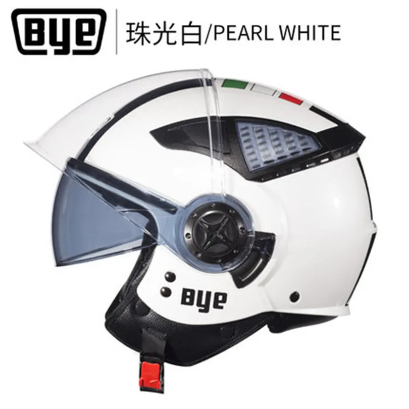 

BYE electric motorcycle helmet men's double lens half helmet female cover locomotive personality cool four seasons universal ECE