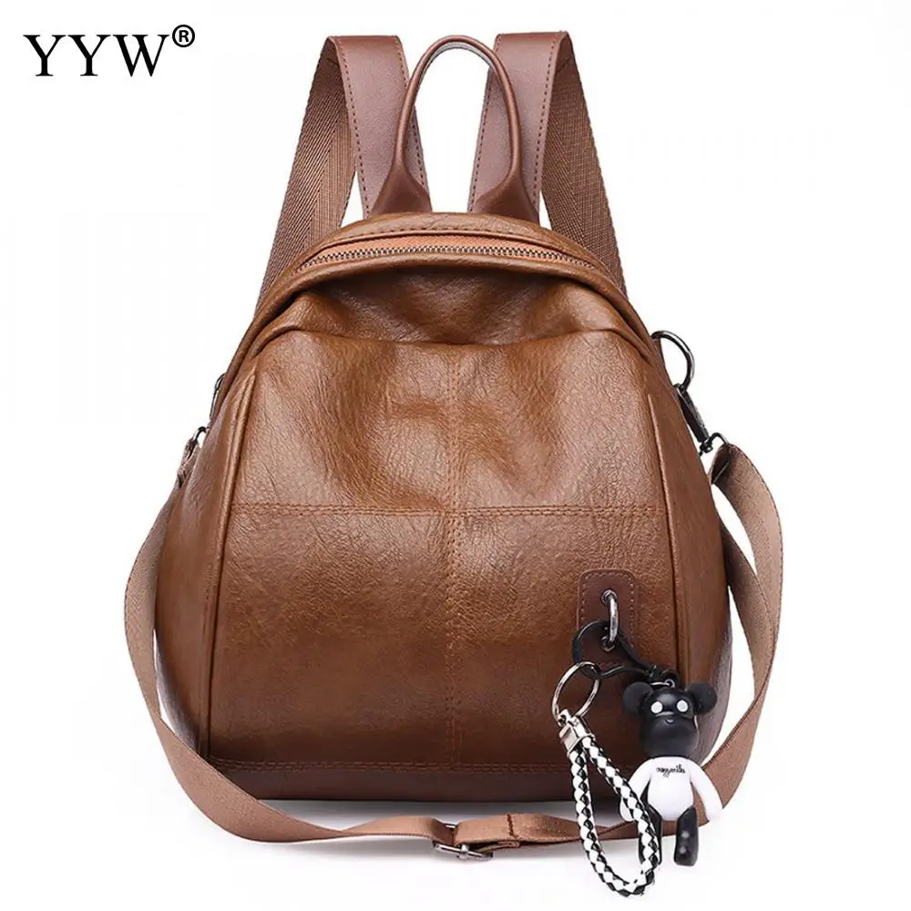 

Brown Plaid PU Leather Small Backpack Female Ita Bag School Backpacks for Children New Multifunction Lady's Crossbody Bags