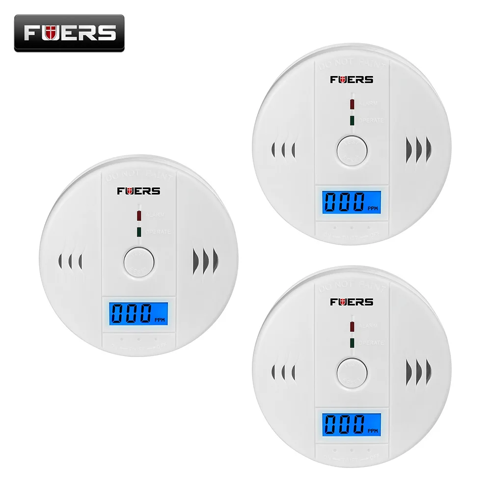 

KERUI 3pcs LCD CO Sensor Work alone Built-in 85dB siren sound Independent Carbon Monoxide Poisoning Warning Alarm Detector