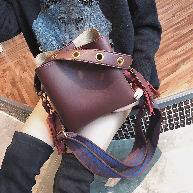 Janespri Women Tassel Handbag Tote High Quality Women Shoulder Bag Luxury Brand Soft Leather Bucket Bag Fashion Women's Handbag (47)