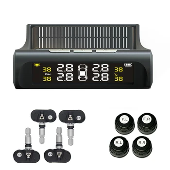 

Car TPMS Wireless Solar Tire Pressure Monitoring System External Sensor Tyre Pressure Detector Realtime Alarm Warning USB Charge