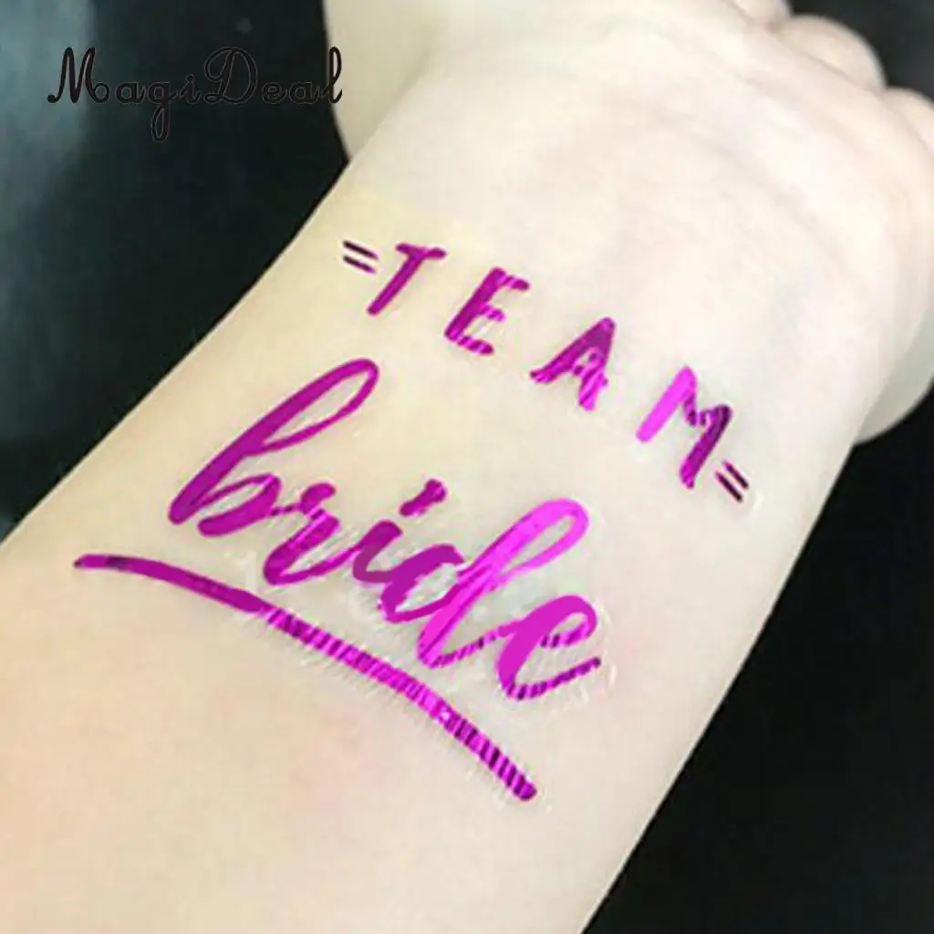 MagiDeal 10Pcs/Lot Purple Team Bride Tribe Temporary Tattoos Wedding Sticker Hens Night Party Decoration Hands Sticker