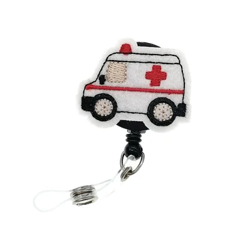 

10pcs or 20pcs/lot Free Shipping Emergency Car Retractable Badge Reel Felt Medical Nurse Gift Ambulance ID Name Badge Holder