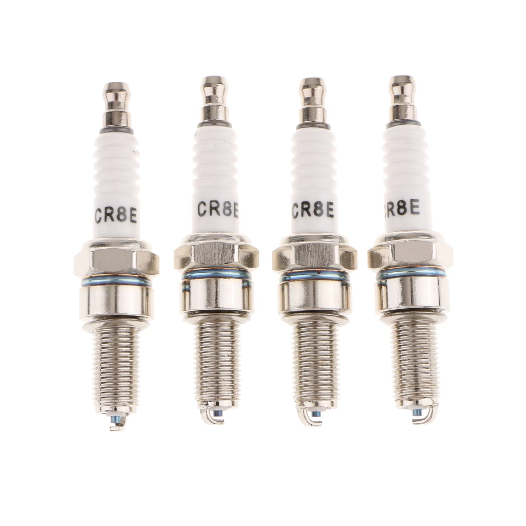 

4pcs Ceramic Spark Plugs Motorcycle Electrical Spark Plug Model CR8E Replacement
