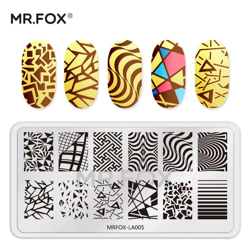 ネイルスタンププレートネイルアートスタンプスタンパープレート Carimbo デ Unha ステンシルのための 3 次元幾何学 Mf キツネ Nail Art Templates Aliexpress