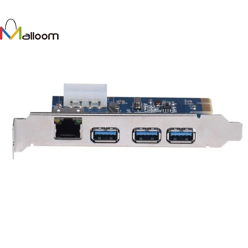 Malloom сети Gigabit Ethernet LAN+ 3 Порты и разъёмы USB 3,0 PCI-E карты PC адаптер конвертер IEEE 802.3az Sup Порты и разъёмы s Wake-on-LAN