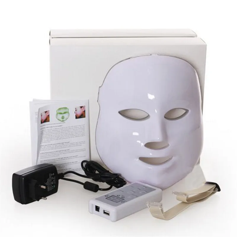 

60PCS 7 Colors LED Facial Mask EU Plug Without the box (White) via M (Reduce 21 dollars For last damage LED Mask)