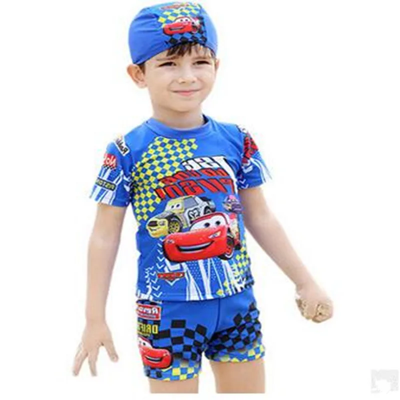 2017 New Kid Boys Bathing Suit Two Pieces With Hat Swimming Suit Beach