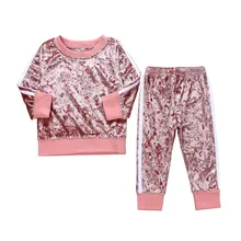 Новинка; Цветочный наряд для новорожденных девочек; Спортивный костюм; брюки; однотонный топ+ штаны; комплект одежды; одежда с круглым вырезом; 1D11