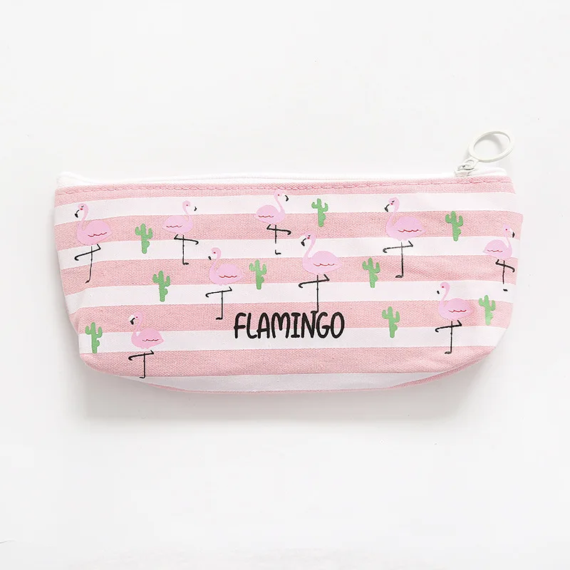 Каваи милый розовый Фламинго Холст Карандаш Чехол для хранения Органайзер Ручка Сумки Пенал-сумочка школьные принадлежности канцелярские товары - Цвет: C