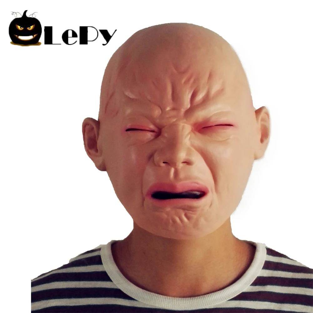 Halloween Cry Baby Latex Mask Head Rubber Sad Party Funny Masquerade Spoof Mask
