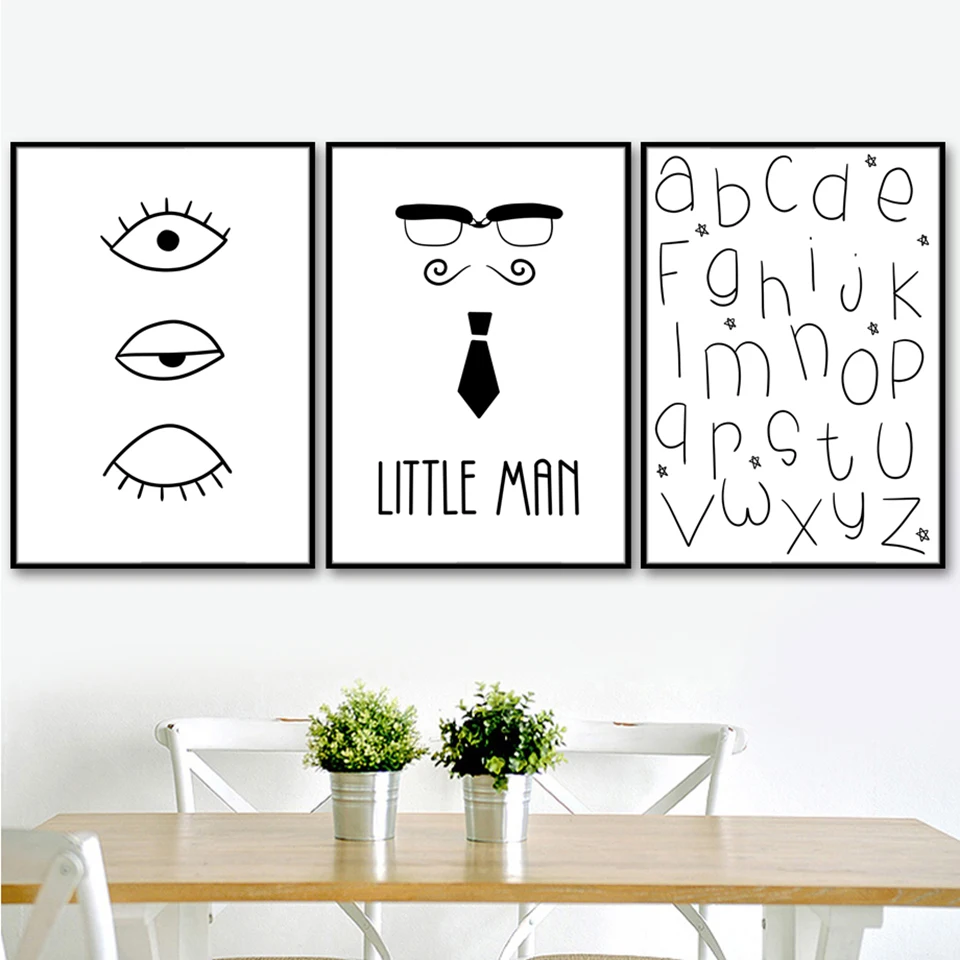 AFFLATUS-Boy-Girl-26-Letters-Nordic-Poster-Wall-Art-Print-Canvas-Painting-Black-White-Wall-Pictures (3)