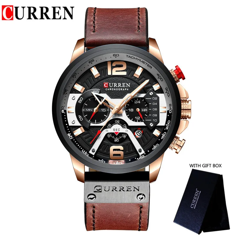 CURREN 8329 Relogio Masculino спортивные часы для мужчин лучший бренд класса люкс кварцевые мужские часы с хронографом и датой военные водонепроницаемые наручные часы - Цвет: CU832902 with box