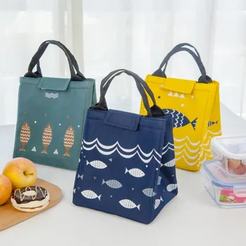 

2019 Waterproof Oxford Tote Picnic Bag Large Capacity Thermal Food Picnic Lunch Bags for Women kid Men Fish Pattern
