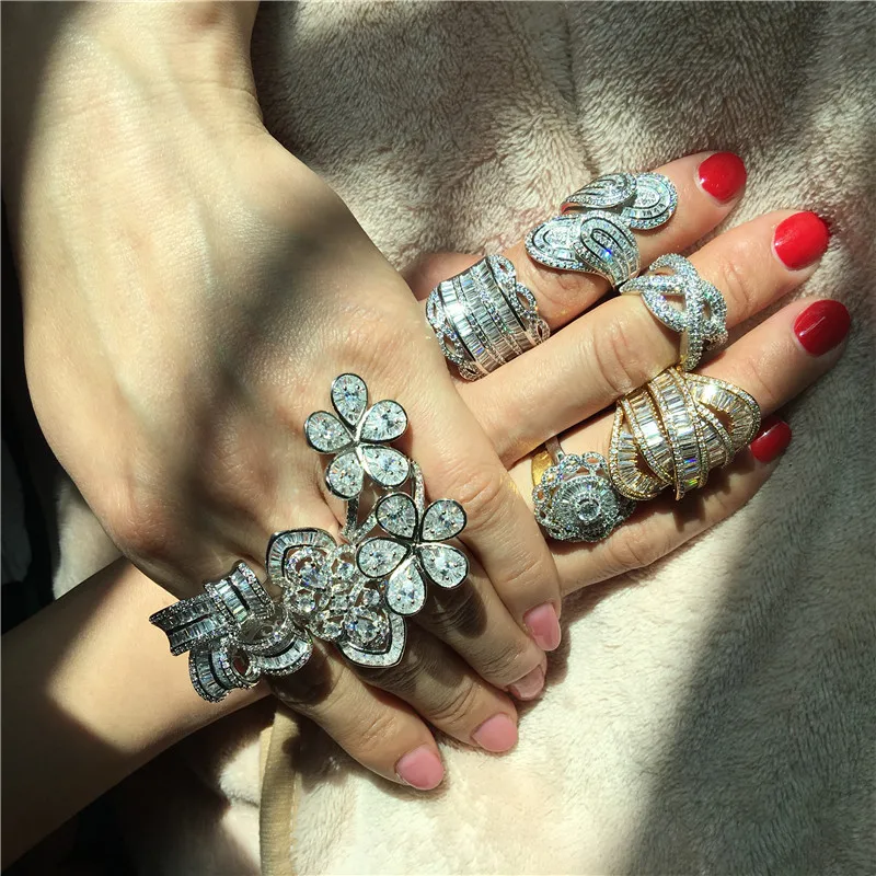 Choucong, 8 стилей, массивное роскошное кольцо, 5А, циркон, 925 пробы, серебро, уникальное обручальное кольцо, кольца для женщин, вечерние ювелирные изделия