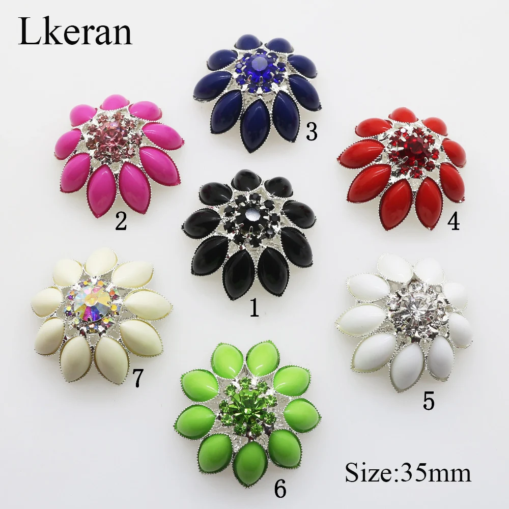 

LKERAN Fashion 1 item 35mm Large Resin rhinestone Sewing Buttons golden Metal Clothing button DIY handmade Wedding Decoration