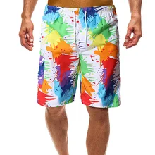 Мужские яркие разноцветные пляжные шорты дышащие быстросохнущие модные чернила печать повседневные Серфинг Пляжные штаны шорты Dropshiping
