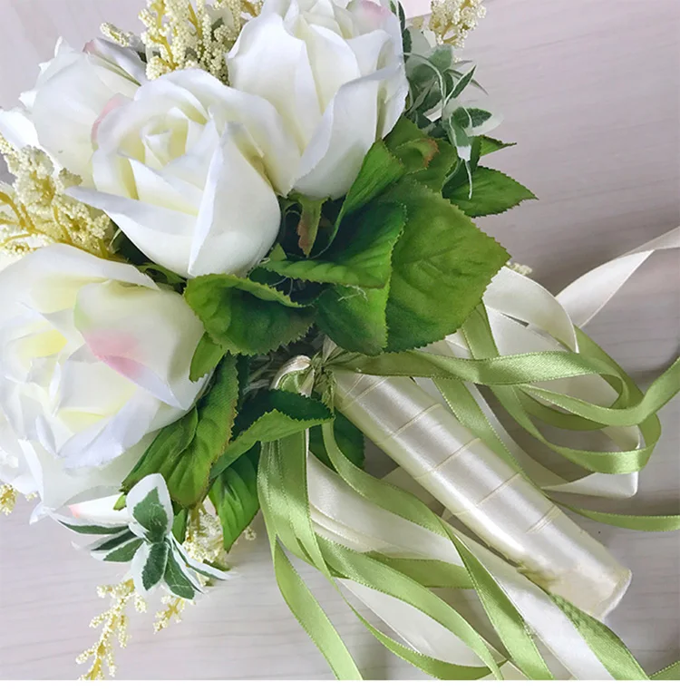 white pink silk flowers bridesmaids bridal Wedding Bouquets rose flowers (2)