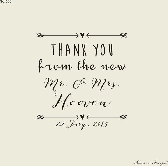 wedding stamp thank you from the new mr and mrs couple favor tag