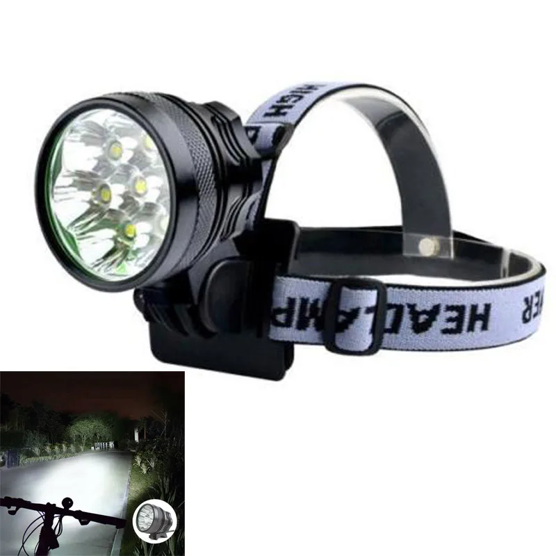 

7 x XM-L2 T6 LED Front Head Headlight Bicycle Light Torch 3 Modes 5000lm + 1 x 8.4V Rechargeable 6000mAh 18650 Battery Pack