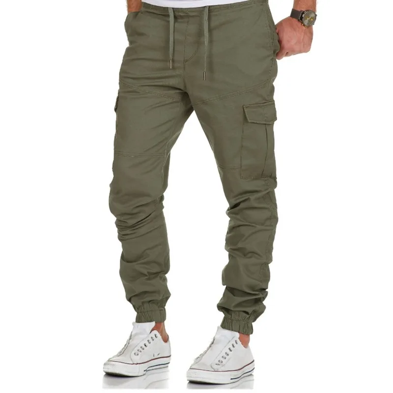 Mens Cargo Pants Solid color Big Pocket decoration men