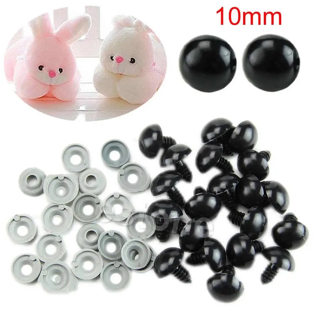 

20pcs 6-20mm Black Plastic Safety Eyes For Teddy Bear/Dolls/Toy Animal/Felting