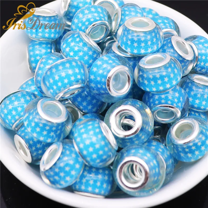 

20Pcs New Star Shape Big Hole Spacer European Beads fit Pandora Bracelet Charm Necklace for Women DIY Jewelry Making Accessories