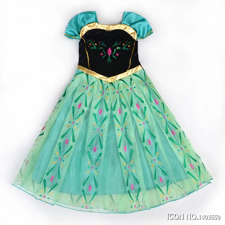 Новые платья принцессы Анны и Эльзы по индивидуальному заказу зимнее детское платье детский летний костюм Белоснежки Vestido платья принцессы - Цвет: Зеленый
