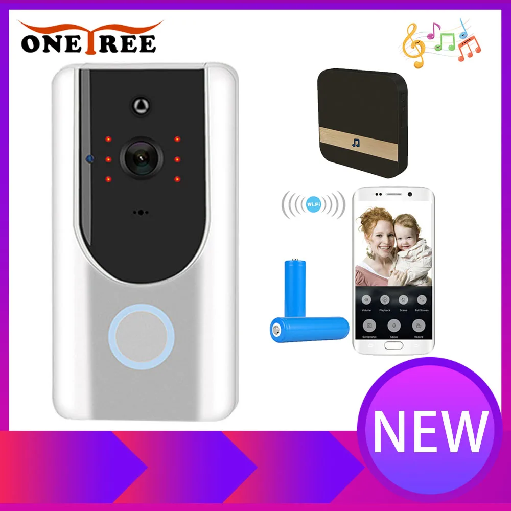 

Onetree WIFI Doorbell 720P Camera Video Door Bell Night Vision IR Motion Detection Alarm Security Wireless Camera With Battery