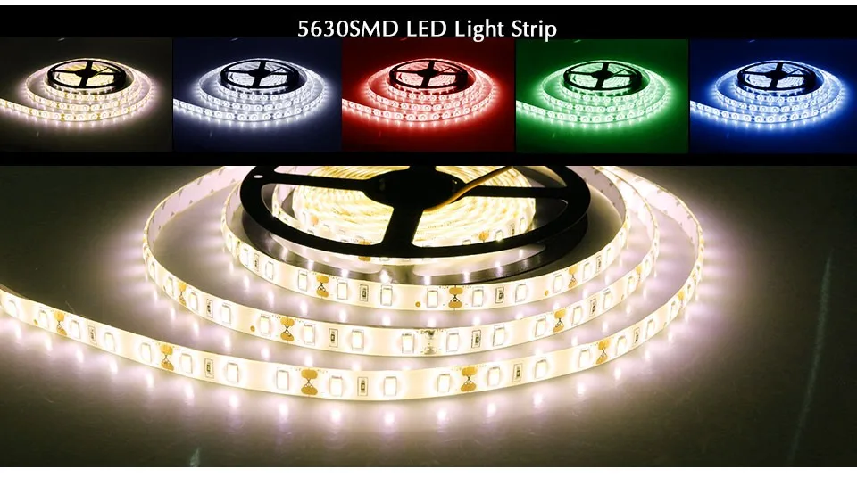 Водонепроницаемый IP65 Светодиодные ленты 5050 5630smd 5 м 10 м DC12V свет шнура 60leds/M Клейкие ленты лампы + DC для сада deroration