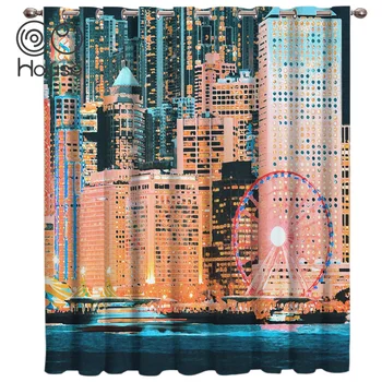 

COCOHouse Midern Night View Window Treatments Curtains Valance Room Curtains Large Window Window Curtains Dark Kitchen