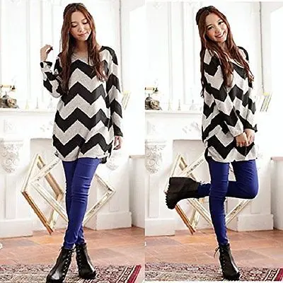 Для женщин Stripes Crewneck рукав летучая мышь с длинным рукавом Повседневное свободные