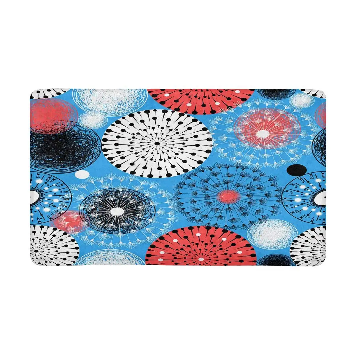 

Bright Dandelions and Circles Doormat Indoor Entrance Rug Floor Mats Shoe Scraper Door Mat Non-Slip Home Decor Rubber Backing