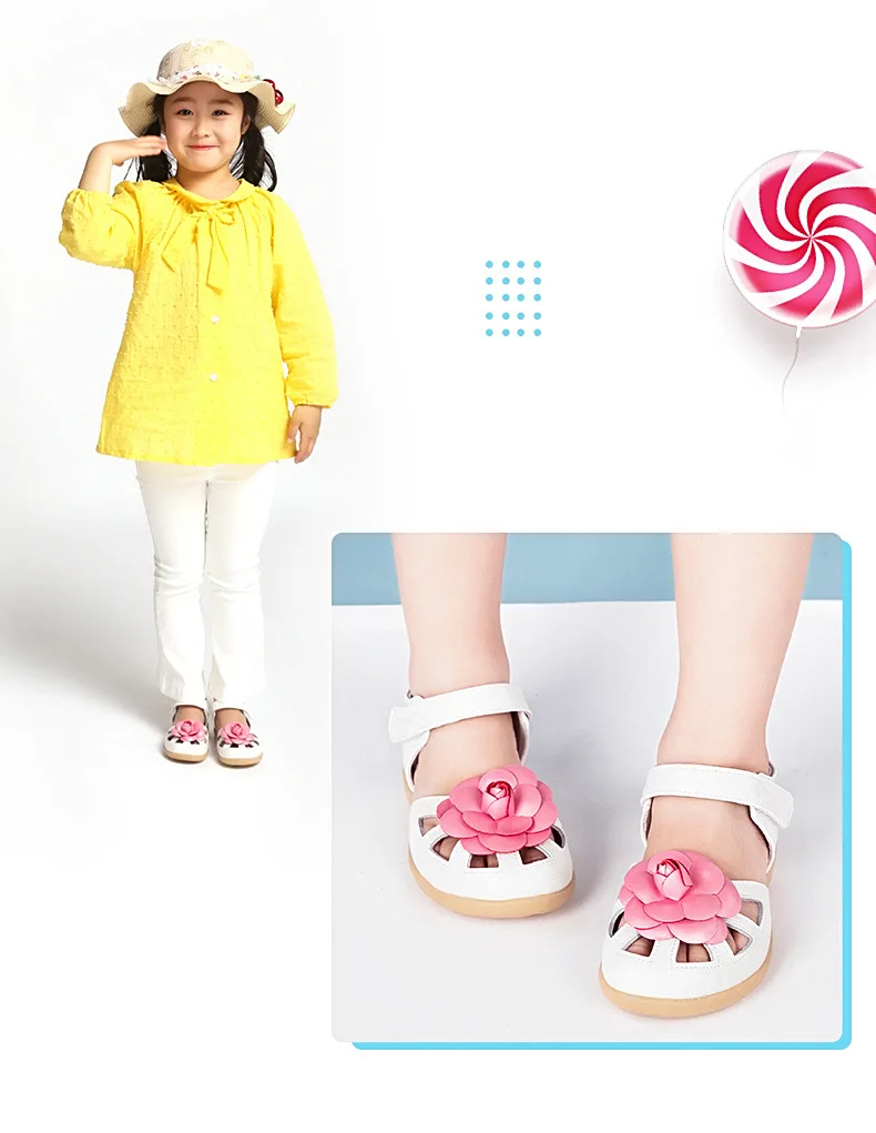 Милое платье принцессы для девочек; мягкие сандалии с цветочным узором для младенцев; цвет белый, розовый; сандалии из натуральной кожи с закрытым носком для маленьких девочек; TX316
