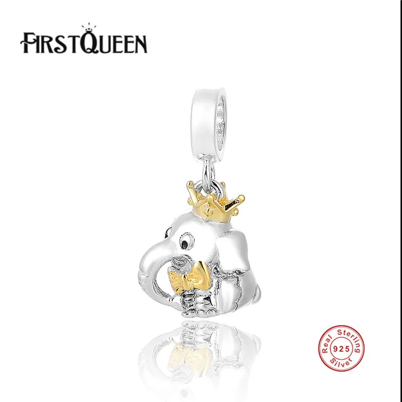 

FirstQueen 925 Sterling Silver Lucky Elephant Pendant Charms European Bead Fit Bracelet Bangle DIY Accessories Jewelry