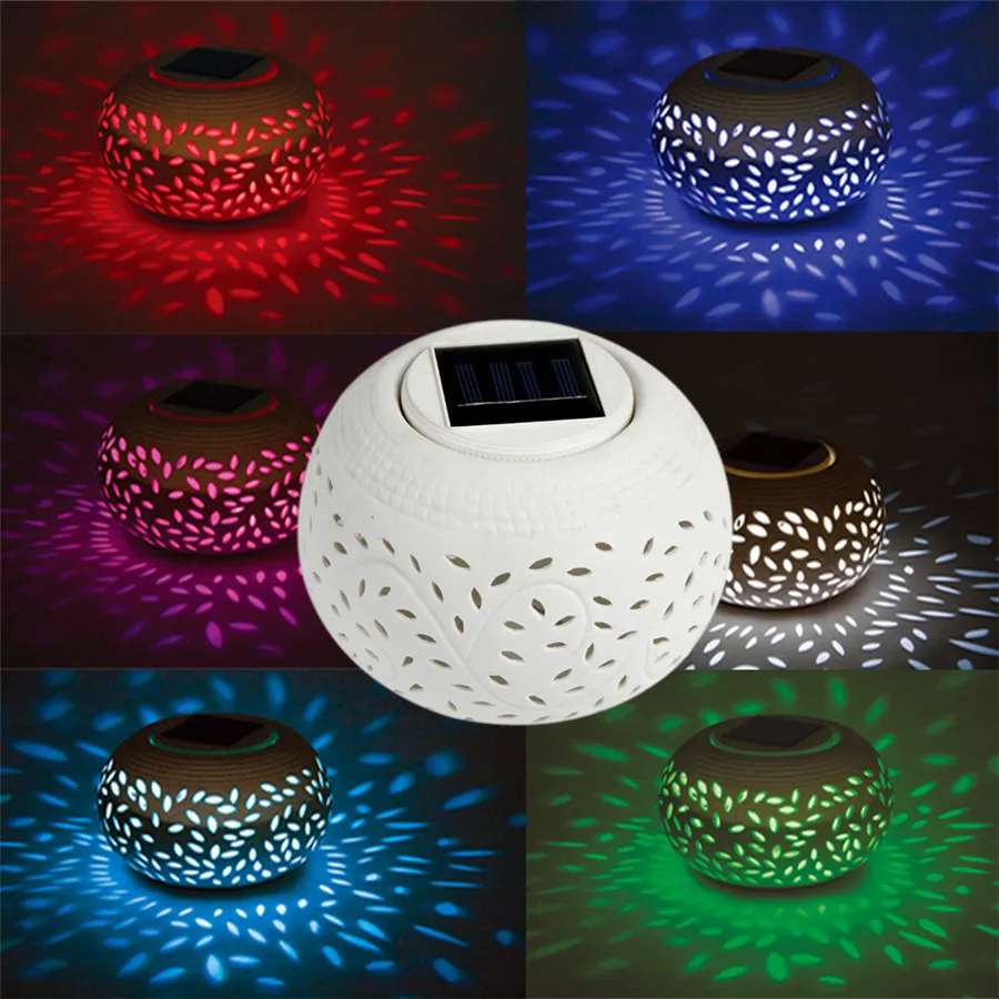 

LED Solar Lamp Solar Landscape Light RGB Color Ceramic Novelty Ball Garden Light outdoor Lamp- Solar LED Night Light