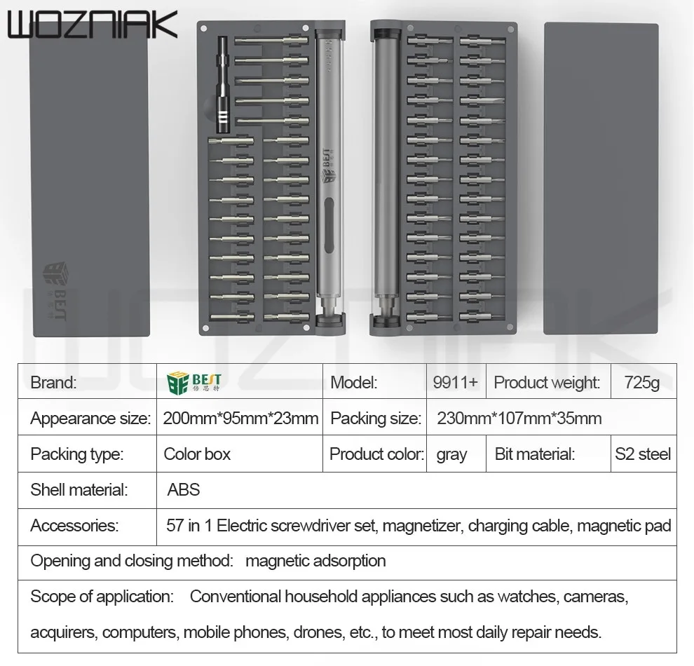 BST-9911 + мобильный телефон ноутбук ремонт 56 шт. in1 Магнитная Беспроводная мини мощность Электрический отвёртки