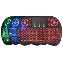Мини беспроводная клавиатура 3 цвета с подсветкой 2,4 ГГц Английский Русский цвет подсветка пульт дистанционного управления тачпад Android TV Box для планшета