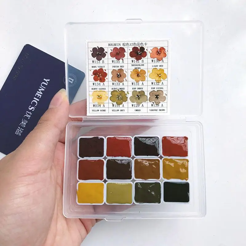 Hb Earth color 12 Holbein коричневый цвет земли древний цвет воды пигменты суб-упакованный диск 0,5 мл 1 мл - Цвет: 1ML with card