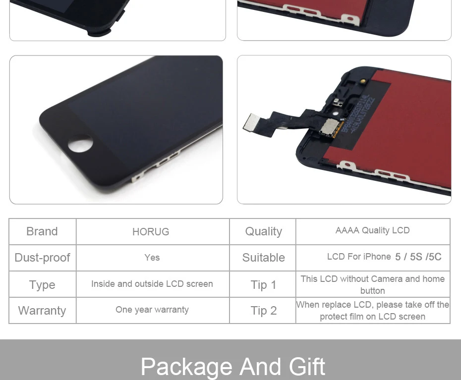 HORUG AAAA Quality Screen LCD For iPhone 5 5C 5S Screen Display Assembly Replacement LCD 5 5C 5S Digitizer Touch Screen LCDS (8)