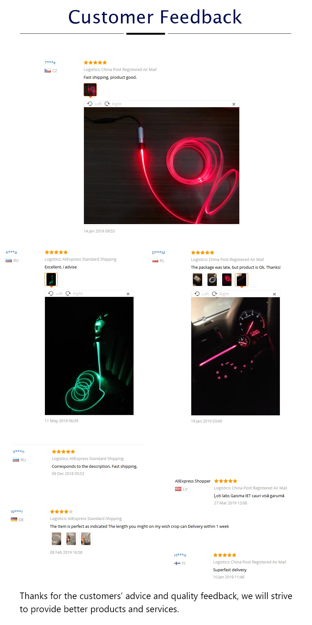 Customer Feedback-skirt edge optic fiber