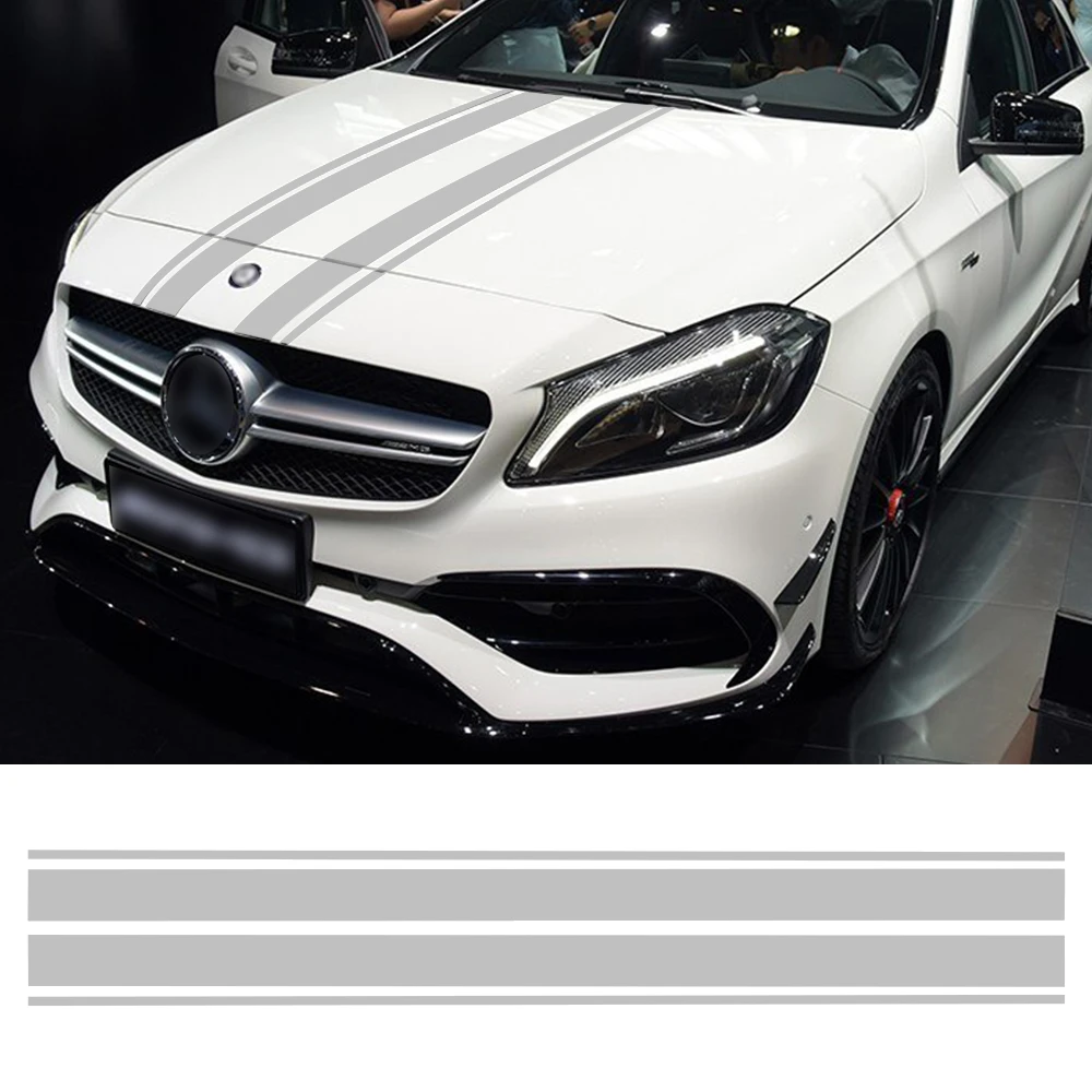 

Bonnet Stripe Graphic Hood Decal Car Stickers For Mercedes Benz A C GLA GLC CLA45 AMG W176 C117 W204 Car Styling Accessories