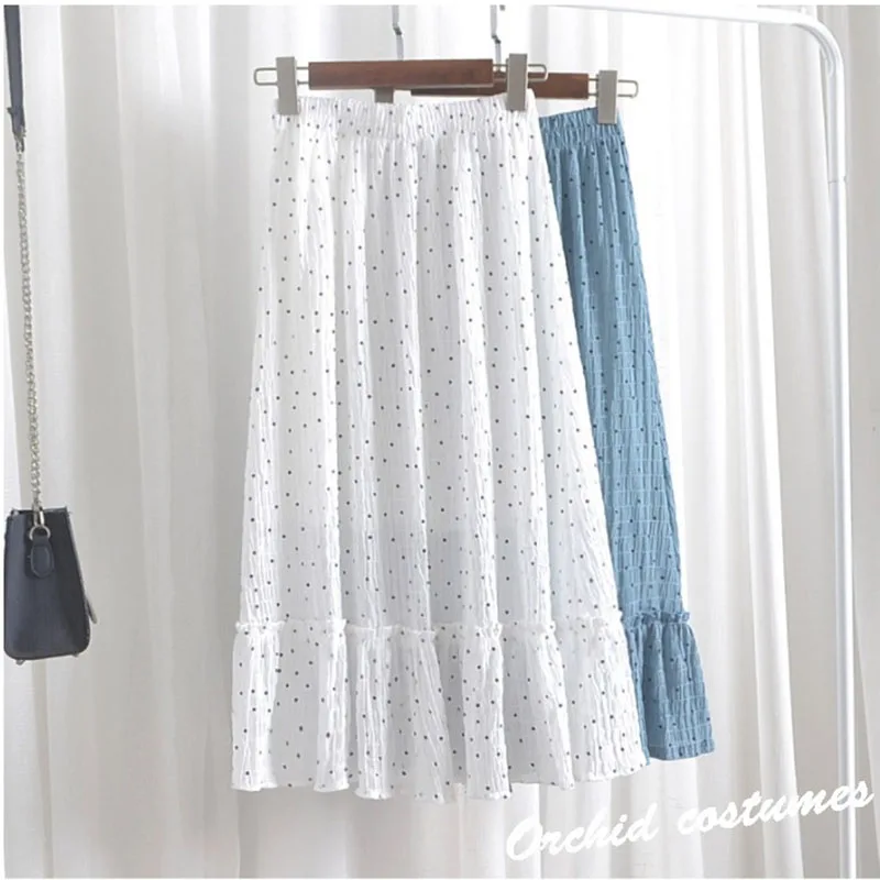 

Teenage Chiffon Skirt In The Long Paragraph 2019 Summer New Wave Point Fishtail Skirt Female Students Casual